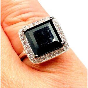 QVC Womens Ring Black Tourmaline Sterling Silver  Size 6 Original Tag Best Gift